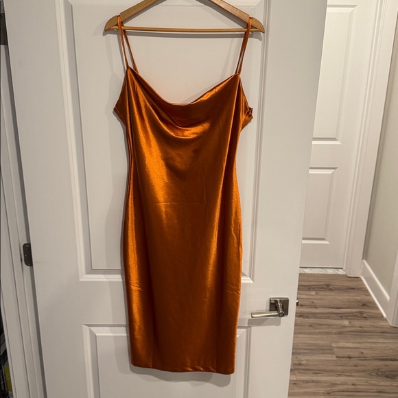 Dresses & Skirts - Sleek and Sexy Orange Satin Slip Dress
